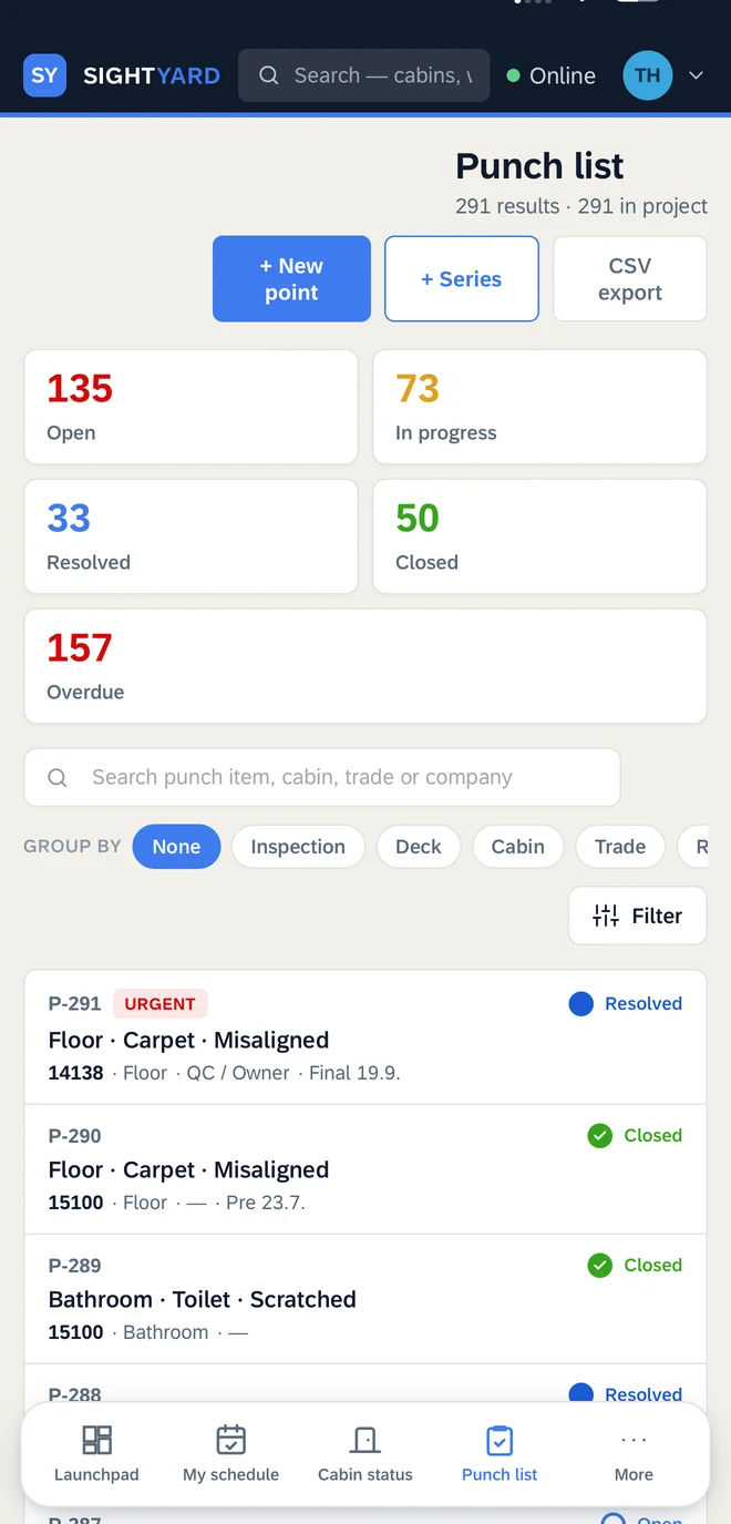 Punch list